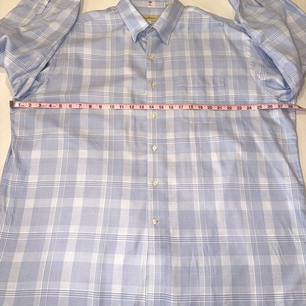 Tommy Bahama Dress Shirt Plaid Cotton Mens 18 34/35 Blue Resort Classic Office - Picture 6 of 9
